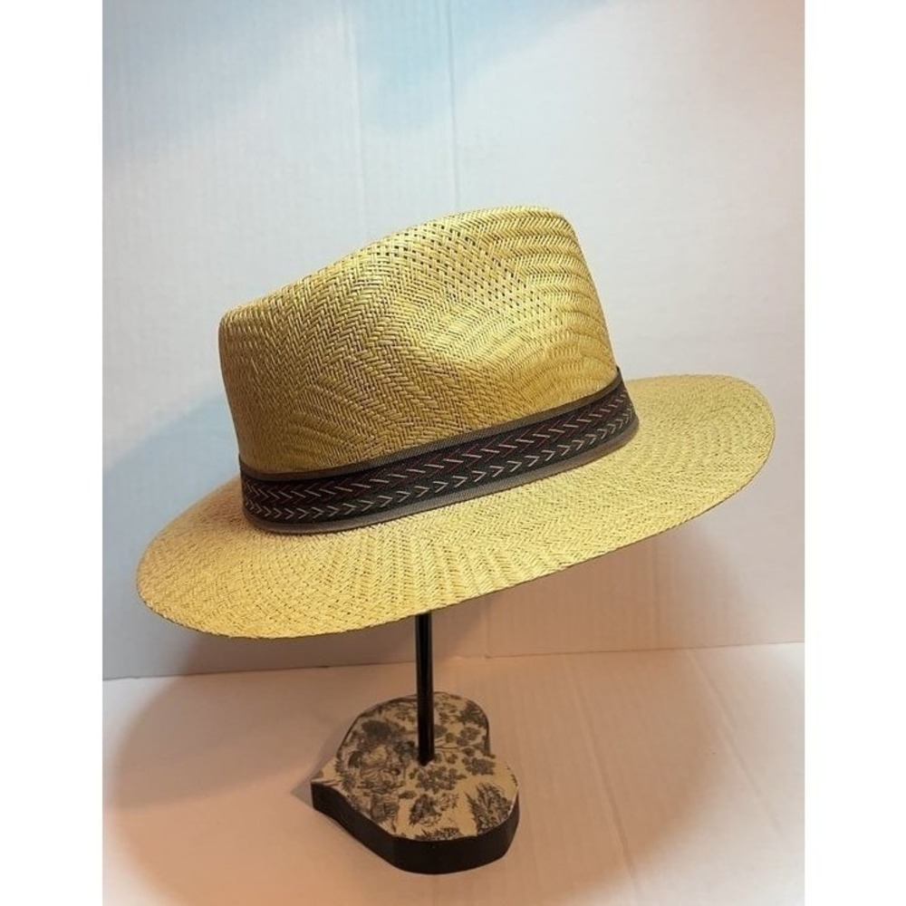 Vintage Straw Fedora Hat with Woven Band